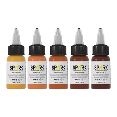 مجموعه جوهر خالکوبی 1oz Bottles Professional Spark Flesh Tone - مطابق با REACH اتحادیه اروپا