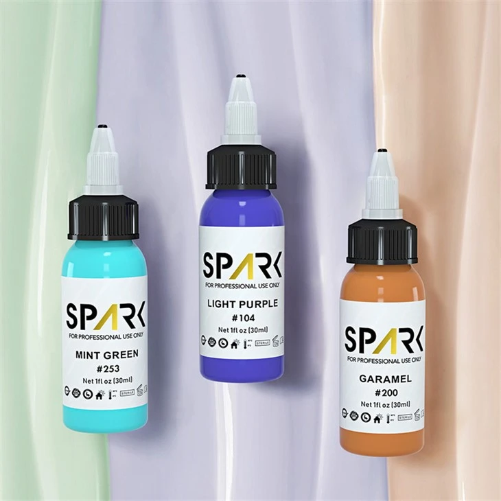 25 مجموعه رنگی Spark تاتو جوهر واقعی تیره براق جرقه سیاه