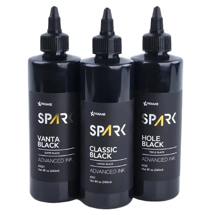 مجموعه جوهر تاتو جوهر تاتو 8 Oz Super Black Series Vanta Black Spark Ink Ink Tattoo